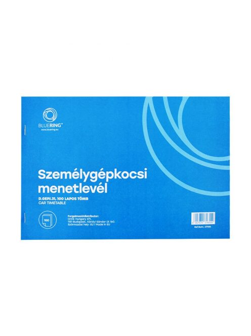 Személygépkocsi menetlevél 100lap,os tömb A4, fekvő D.GEPJ.31  Bluering®