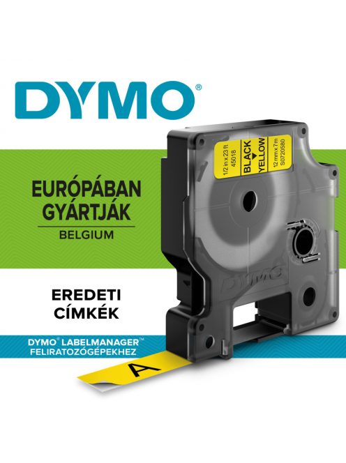 Feliratozógép szalag Dymo D1 S0720580/45018 12mmx7m ORIGINAL fekete/sárga