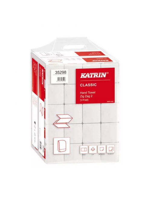 Kéztörlő 2 rétegű Z hajtogatású 200 lap/csomag 20 csomag/karton Classic Handy Pack Katrin_35298  fehérített 