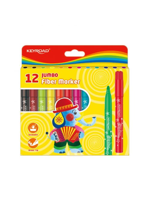 Rostirón, filctoll készlet 5 mm 12 db/bliszter Keyroad Jumbo vegyes színek