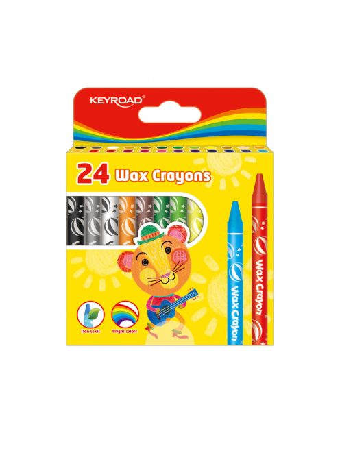 Zsírkréta készlet 8x90 mm 24 db/bliszter Keyroad Wax Crayon vegyes színek