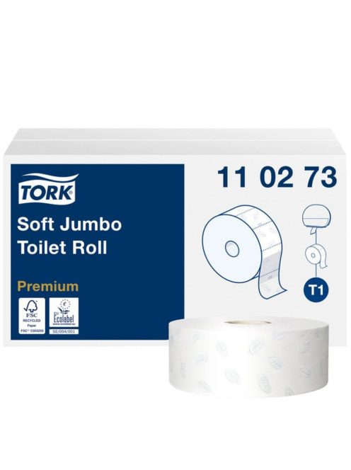 Toalettpapír 2 rétegű közületi átmérő: 26 cm 1800 lap/360 m/tekercs 6 tekercs/karton Soft Jumbo T1 Tork_110273 hófehér