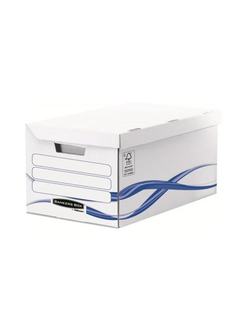 Archiváló konténer csapófedéllel, karton, 280 x 356 x 554 mm., Fellowes® Bankers Box Basic, 10 db/csomag, kék-fehér