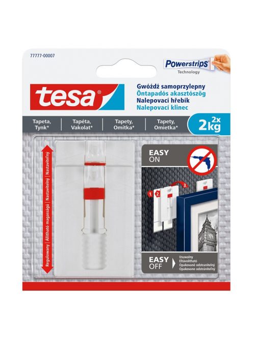 Akasztószög öntapadó állítható, érzékeny felületekhez 2 kg teherbírású 2 darab/bliszter Tesa Powerstrips