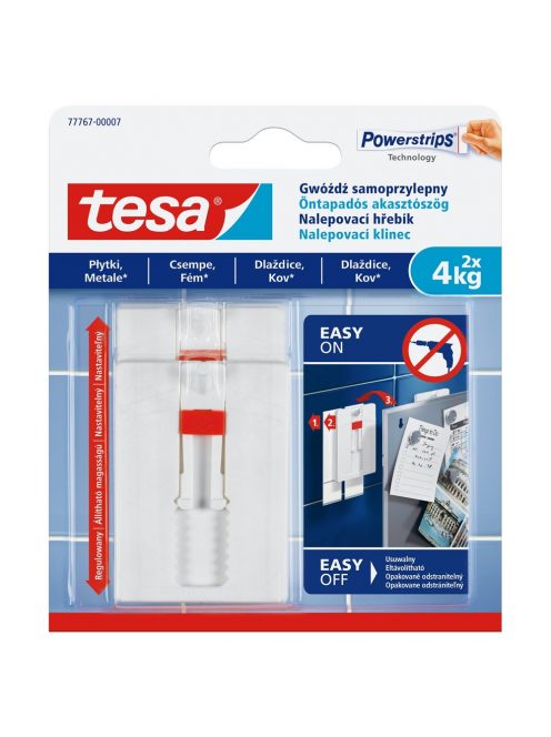 Akasztószög öntapadós, állítható sima felületekhez 4 kg teherbírás 2 darab/bliszter Tesa Powerstrips