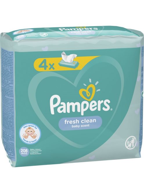 Nedves törlőkendő 4 x 52 lap/doboz Pampers Fresh Clean