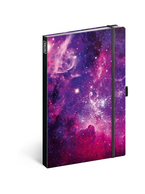 Keménytáblás notesz vonalas krémszínű lapokkal leszorító gumiszalaggal Galaxy  130x210mm, Presco