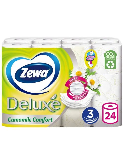 Toalettpapír 3 rétegű kistekercses 100% cellulóz 24 tekercs/csomag Deluxe Zewa Camomile Comfort hófehér