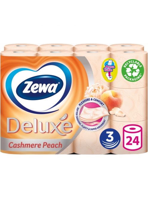 Toalettpapír 3 rétegű kistekercses 100 % cellulóz 24 tekercs/csomag Zewa Deluxe Cashmere Peach