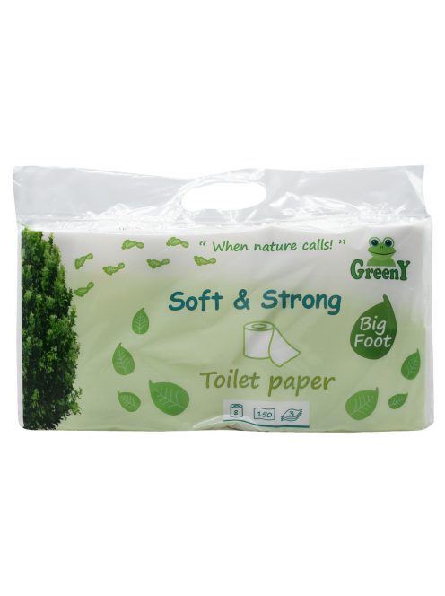 Toalettpapír 3 rétegű kistekercses 100% cellulóz 8 tekercs/csomag Soft & Strong_Greeny