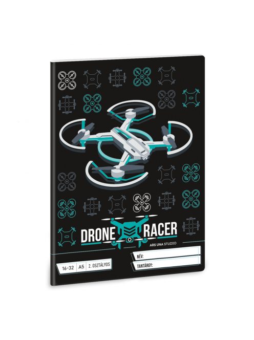 Füzet iskolai A5, 32lap, vonalas 16-32 2.osztályos Ars Una DRONE RACER (5131) 22  10db/csomag