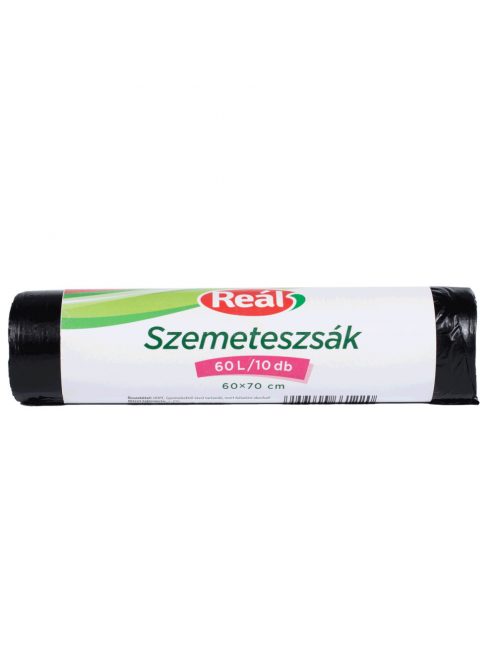 Szemeteszsák 60 liter 60 x 70 cm 10 db/tekercs Reál fekete