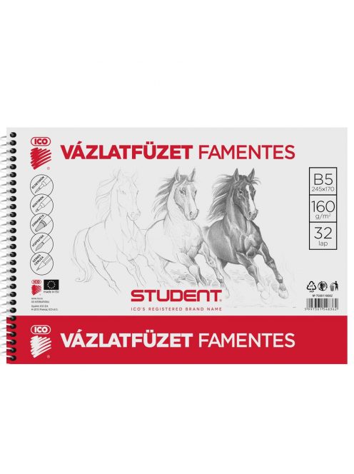 Vázlatfüzet B5 160g. famentes Student 