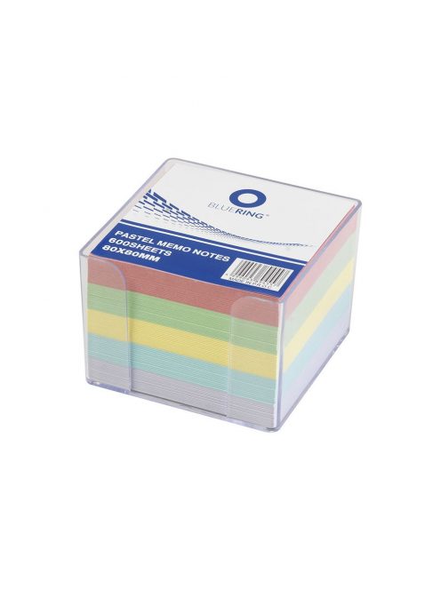 Kockatömb transzparens tartóban színes pasztell 8x8x6,5cm, Bluering®