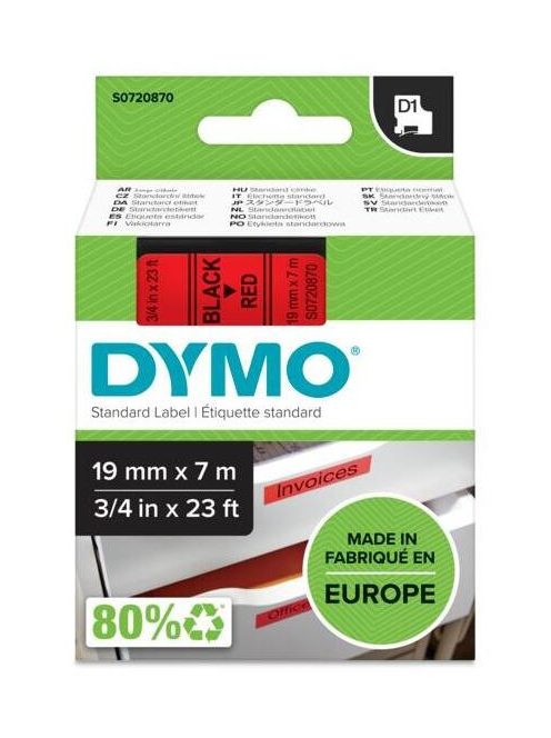 Feliratozógép szalag Dymo D1 S0720870/45807 19mmx7m, ORIGINAL, fekete/piros 