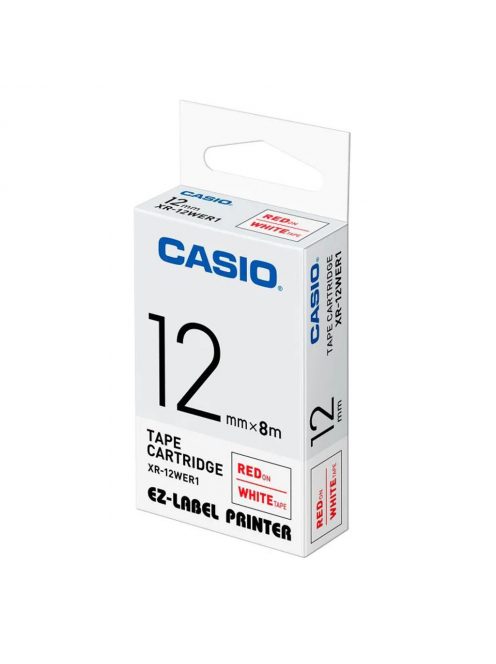 Feliratozógép szalag XR-12WER1 12mmx8m Casio piros/fehér