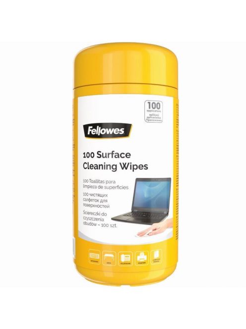 Tisztítókendő, általános felületre, Fellowes® 100lap,/csomag, 