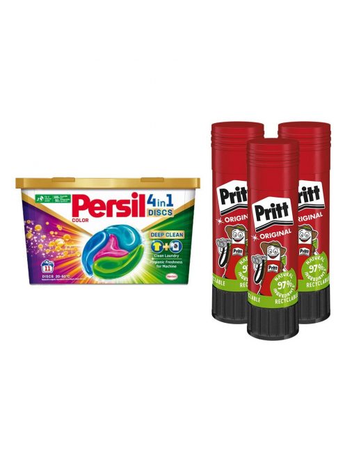 Ragasztóstift 22 g AKCIÓS CSOMAG +Persil Discs Color mosókapszula 72x22 g (6x12 db ) stift Pritt