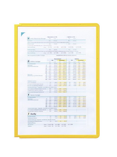 Bemutatótábla panel, A4, 5 db/csomag, Durable Sherpa sárga