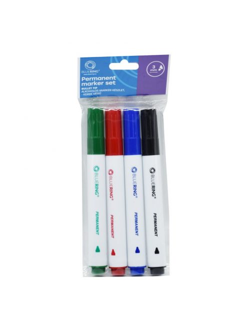 Alkoholos marker készlet, 3mm, kerek hegyű 4-es készlet Bluering®