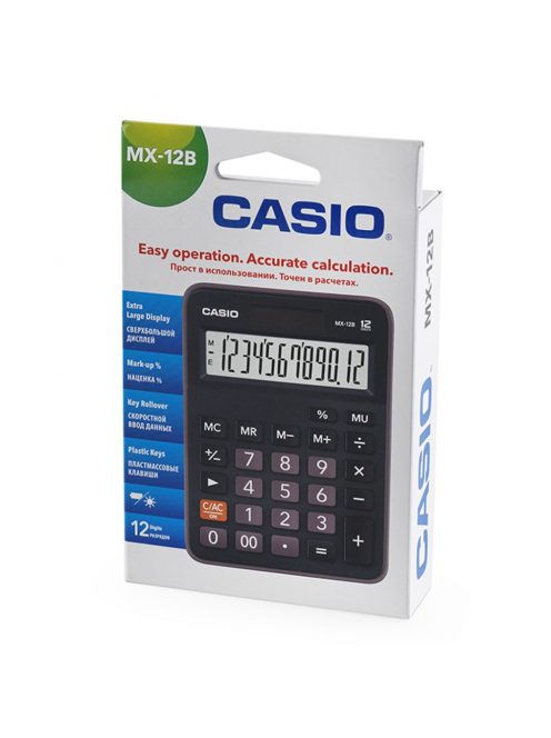 Számológép asztali 12 digit, döntött kijelző Casio MX12B fekete