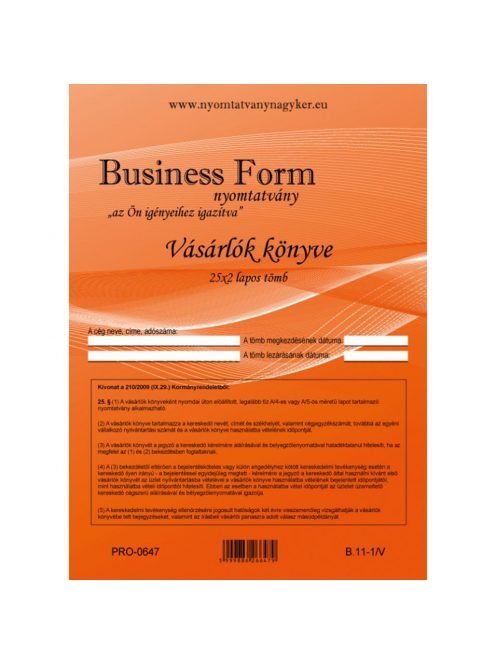 Vásárlók könyve A4, álló 25x2lapos B.11-1/V/UJ Bluering®