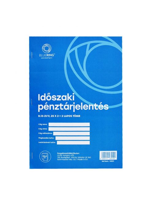 Időszaki pénztárjelentés A/4 álló 25x2+2lapos b.13-21/VX Bluering®