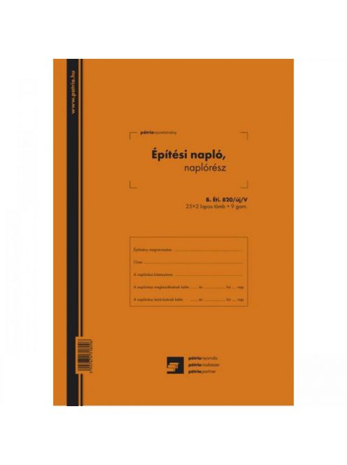 Építési napló 25x3lapos +9 db 3lapos garnitúra B.ÉTI.820/V