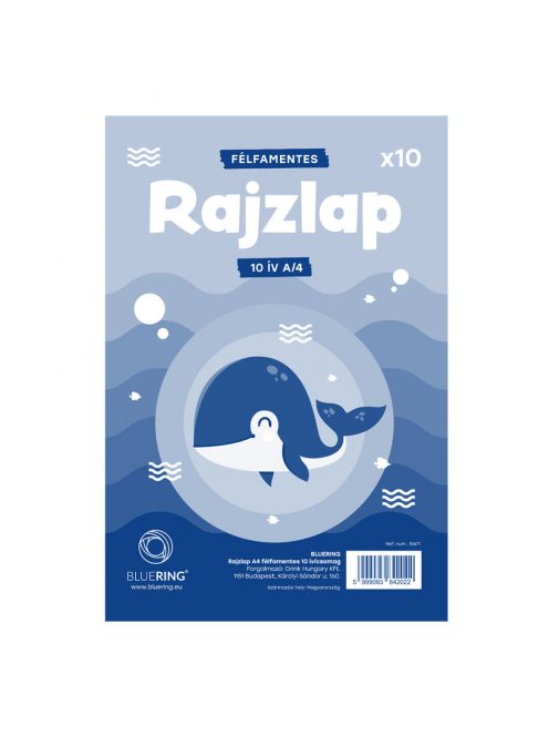 Rajzlap A4, félfamentes fóliázva Bálnás Bluering® 10 ív/csomag,